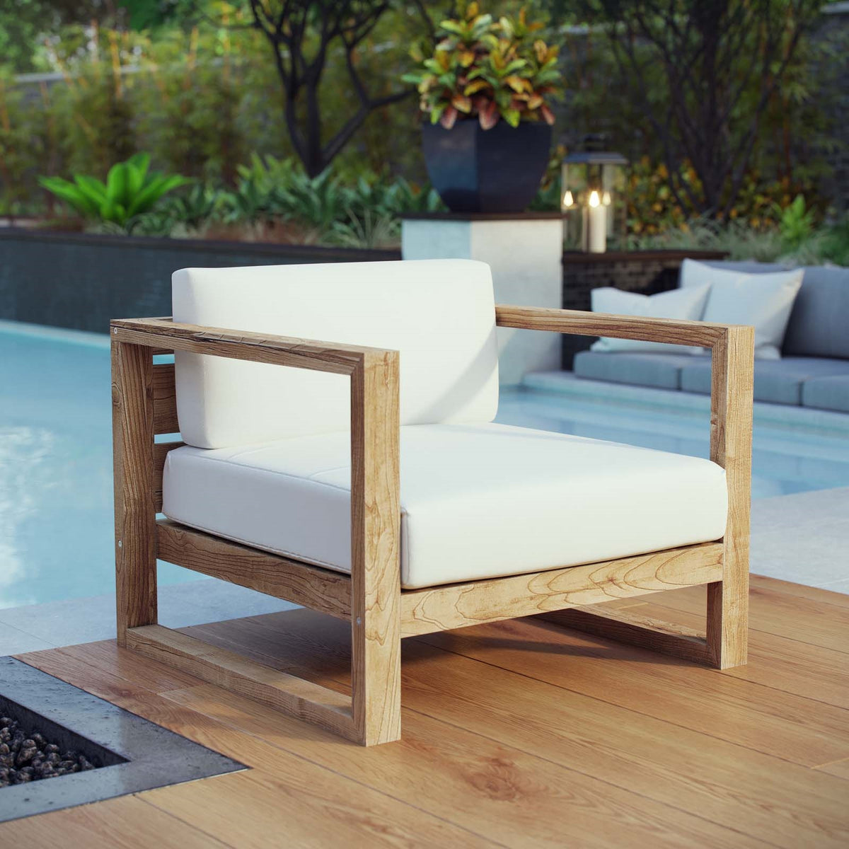 Upland Outdoor Patio Teak Armchair - BUILDMYPLACE
