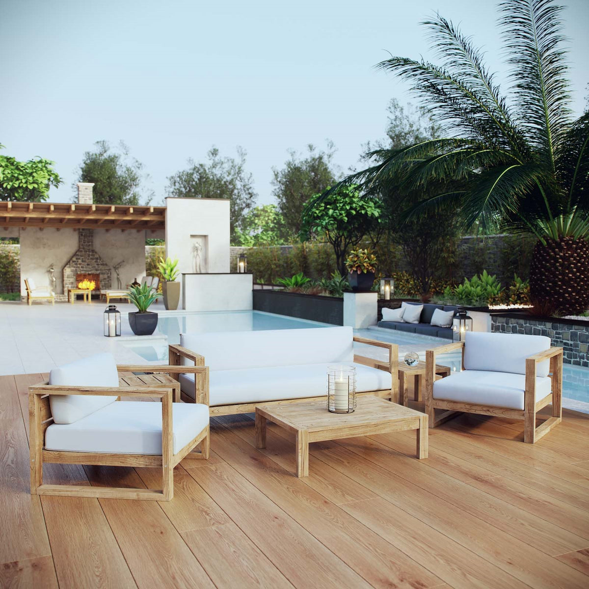 Upland 6 Piece Outdoor Patio Teak Set - BUILDMYPLACE