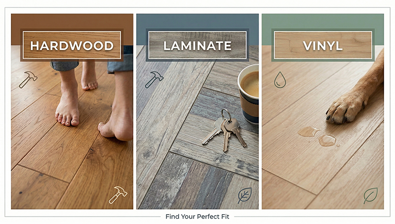 Laminate vs Vinyl vs Hardwood Flooring: Complete Home Comparison