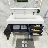 Blossom 48 In. Floating Single Sink Bathroom Vanity With Acrylic Sink Top, Drawers & Aluminum Alloy Frame