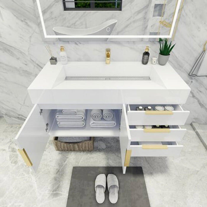 Blossom 48 In. Floating Single Sink Bathroom Vanity With Acrylic Sink Top, Drawers & Aluminum Alloy Frame