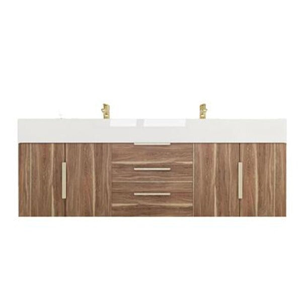 Blossom 60 In. Floating Double Sink Bathroom Vanity With Acrylic Sink Top, & Aluminum Alloy Frame