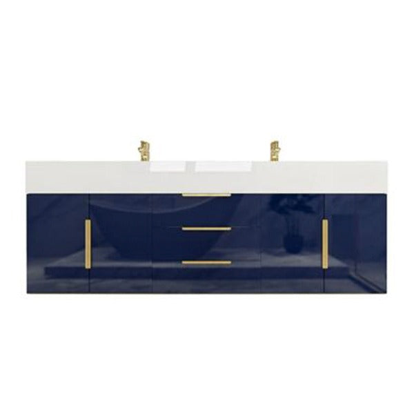 Blossom 60 In. Floating Double Sink Bathroom Vanity With Acrylic Sink Top, & Aluminum Alloy Frame