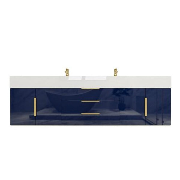 Blossom 72 In. Floating Double Sink Bathroom Vanity With Acrylic Sink Top & Aluminum Alloy Frame