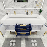 Blossom 60 In. Floating Double Sink Bathroom Vanity With Acrylic Sink Top, & Aluminum Alloy Frame