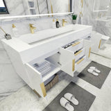 Blossom 60 In. Floating Double Sink Bathroom Vanity With Acrylic Sink Top, & Aluminum Alloy Frame