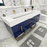 Blossom 60 In. Floating Double Sink Bathroom Vanity With Acrylic Sink Top, & Aluminum Alloy Frame