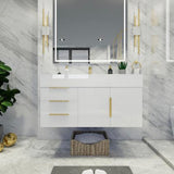 Blossom 42 In. Floating Single Sink Bathroom Vanity With Acrylic Sink Top, Left Side Drawers & Aluminum Alloy Frame