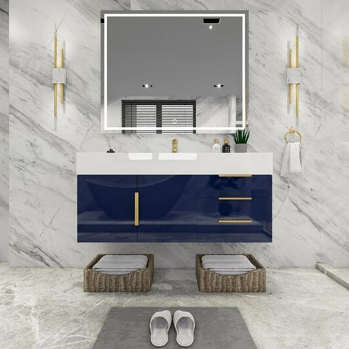 Blossom 48 In. Floating Single Sink Bathroom Vanity With Acrylic Sink Top, Drawers & Aluminum Alloy Frame