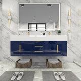 Blossom 60 In. Floating Double Sink Bathroom Vanity With Acrylic Sink Top, & Aluminum Alloy Frame