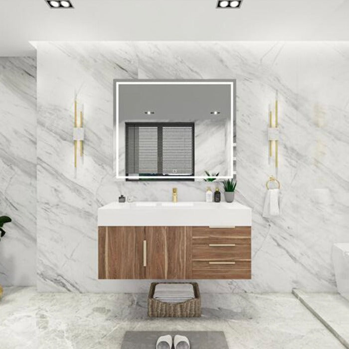 Blossom 48 In. Floating Single Sink Bathroom Vanity With Acrylic Sink Top, Drawers & Aluminum Alloy Frame