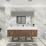 Blossom 72 In. Floating Double Sink Bathroom Vanity With Acrylic Sink Top & Aluminum Alloy Frame