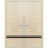 Planum Solid French Double Doors | Planum 0012 Natural Veneer | Wood Solid Panel Frame Trims | Closet Bedroom Sturdy Doors
