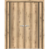 Solid French Double Doors | Planum 0011 Oak | Wood Solid Panel Frame Trims | Closet Bedroom Sturdy Doors