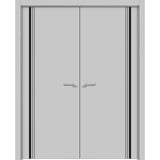 Solid French Double Doors | Planum 0011 Matte Grey | Wood Solid Panel Frame Trims | Closet Bedroom Sturdy Doors