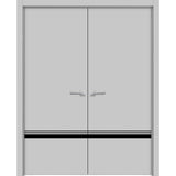 Planum Solid French Double Doors | Planum 0012 Matte Grey | Wood Solid Panel Frame Trims | Closet Bedroom Sturdy Doors