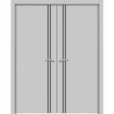 Planum Solid French Double Doors | Planum 0016 Matte Grey | Wood Solid Panel Frame Trims | Closet Bedroom Sturdy Doors