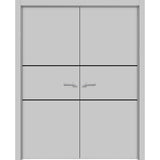 Planum Solid French Double Doors | Planum 0014 Matte Grey | Wood Solid Panel Frame Trims | Closet Bedroom Sturdy Doors