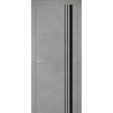 Modern Wood Interior Door with Hardware | Planum 0011 Concrete | Single Panel Frame Trims | Bathroom Bedroom Sturdy Doors