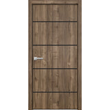 Modern Wood Interior Door with Hardware | Planum 0015 Walnut | Single Panel Frame Trims | Bathroom Bedroom Sturdy Doors