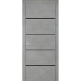 Modern Wood Interior Door with Hardware | Planum 0015 Concrete | Single Panel Frame Trims | Bathroom Bedroom Sturdy Doors