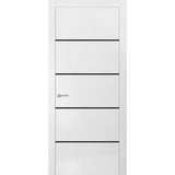 Modern Solid Interior Door with Handle | Planum 0015 White Silk | Single Regural Panel Frame Trims | Bathroom Bedroom Sturdy Doors