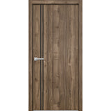 Modern Wood Interior Door with Hardware | Planum 0016 Walnut | Single Panel Frame Trims | Bathroom Bedroom Sturdy Doors