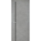 Modern Wood Interior Door with Hardware | Planum 0016 Concrete | Single Panel Frame Trims | Bathroom Bedroom Sturdy Doors