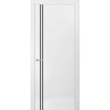 Modern Solid Interior Door with Handle | Planum 0016 White Silk | Single Regural Panel Frame Trims | Bathroom Bedroom Sturdy Doors