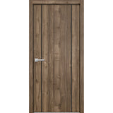 Modern Wood Interior Door with Hardware | Planum 0017 Walnut | Single Panel Frame Trims | Bathroom Bedroom Sturdy Doors
