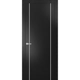 Modern Solid Interior Door with Handle | Planum 0410 Matte Black | Single Regural Panel Frame Trims | Bathroom Bedroom Sturdy Doors