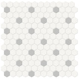 1 In Hexagon Canvas White W/ Insert Soho Loft Grey Matte Glazed Porcelain Mosaic - BUILDMYPLACE