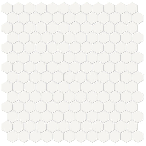 1 In Hexagon Soho Canvas White Matte Glazed Porcelain Mosaic