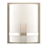 1 - Light, Decorative ARC Wall Sconce Fixture, Brushed Nickel Finish with White glass shade, Dim: 9" W x 12"H x 5"E, Hallway Light Fixtures - BUILDMYPLACE