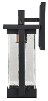 1 - Light Outdoor Wall Sconce, Matte Black, Clear Seeded Glass Shade, Outdoor Lighting Modern, Front Porch Décor, E26 Bulb, Patio Decor - BUILDMYPLACE