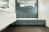 10" X 11" Midnight Blue Ombre' Chevron Glass Mosaic Tile (12.15SQ FT/CTN) - BUILDMYPLACE