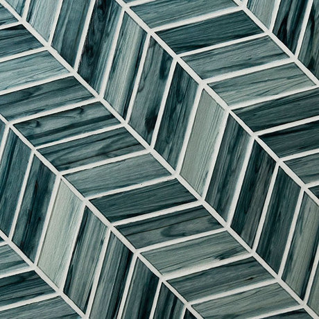 10" X 11" Midnight Blue Ombre' Chevron Glass Mosaic Tile (12.15SQ FT/CTN) - BUILDMYPLACE