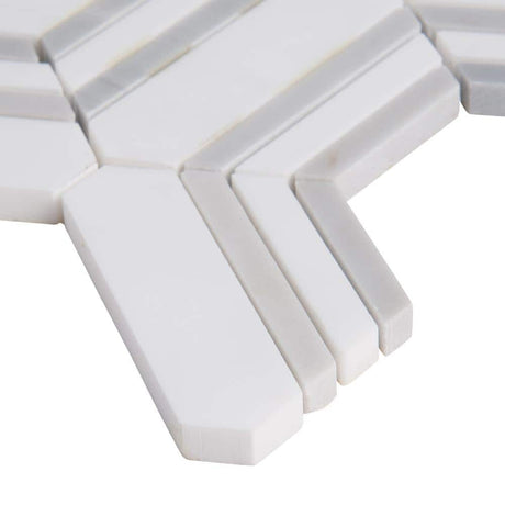 11" X 13" Georama Grigio Polished White Marble Hexagon Floor and Wall Mosaic Tile (9.9SQ FT/CTN) - BUILDMYPLACE