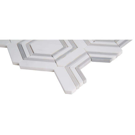 11" X 13" Georama Grigio Polished White Marble Hexagon Floor and Wall Mosaic Tile (9.9SQ FT/CTN) - BUILDMYPLACE