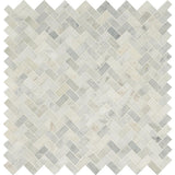 12" X 12" Arabescato Carrara Herringbone Honed Cool White Pattern Mosaic Sheet (9.4SQ FT/CTN) - BUILDMYPLACE