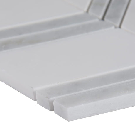 12" X 12" Bianco Dolomite Chevron Polished Chevron Mosaic Sheet (10SQ FT/CTN) - BUILDMYPLACE