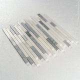 12 X 12 in. Gray and White Polished 5/8" Linear Marble Mosaic - BUILDMYPLACE