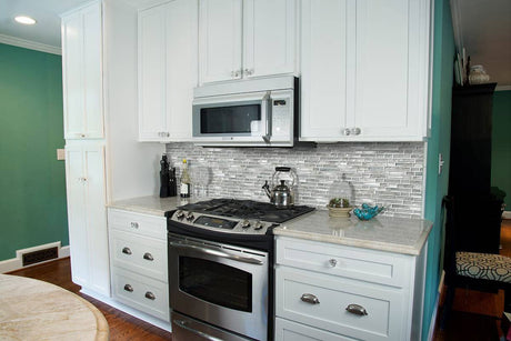 12" X 12" Silver Canvas Interlocking Light Gray Backsplash Linear Mosaic Sheet (9.7SQ FT/CTN) - BUILDMYPLACE