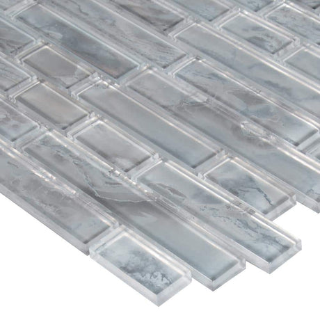 12" X 12" Silver Canvas Interlocking Light Gray Backsplash Linear Mosaic Sheet (9.7SQ FT/CTN) - BUILDMYPLACE