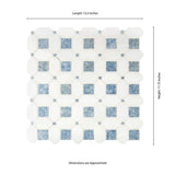 12" X 13" Azula Hatchwork Polished Blue & Cool - White Marble Geometric Mosaic Wall Tile (10SQ FT/CTN) - BUILDMYPLACE