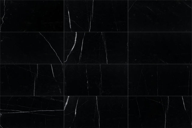12 x 24 in. Nero Marquina Black Polished Marble Tile - BUILDMYPLACE
