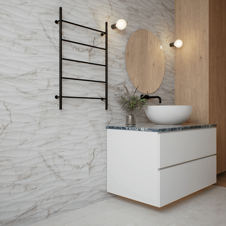 12 X 36 In Curva Raffino Calacatta Matte Rectified Glazed Ceramic - BUILDMYPLACE