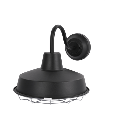 12W Textured Black Gooseneck LED Outdoor Wall Light with Nickel Cage, 3000K (Warm White), Dimmable, 1000 Lumens, ETL Listed - BUILDMYPLACE