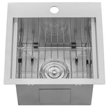 15 x 15 inch Workstation Drop - in Topmount Bar Prep RV Sink 16 Gauge Stainless Steel - BUILDMYPLACE