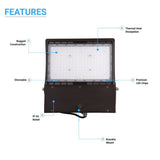 150W LED Flood Light - 400W Equivalent - Black - 21000 Lumens - 5700K - Yoke Mount - DLC Approved Floodlight - BUILDMYPLACE